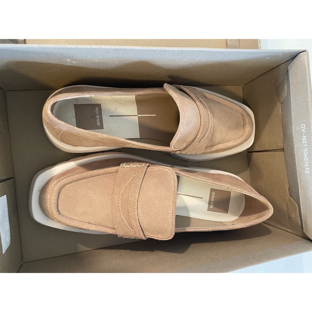 Dolce Vita Women Elias Toffee Suede Modern Preppy Lug Sole Loafers Sz 7.5 Y2K - Picture 2 of 3
